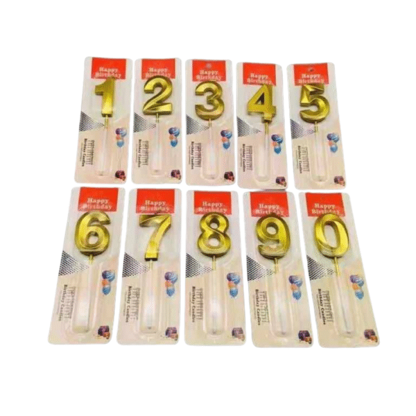 gold number candles 12 pcs in a box